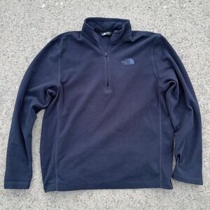 Vintage North Face Mens Navy Blue Quarter‎ Zip Fleece Pullover Jacket Large